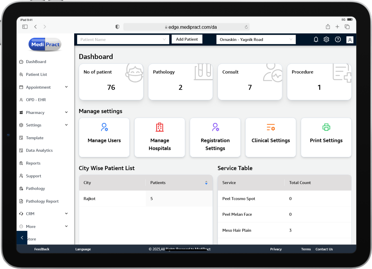 Medipract Edge Dashboard